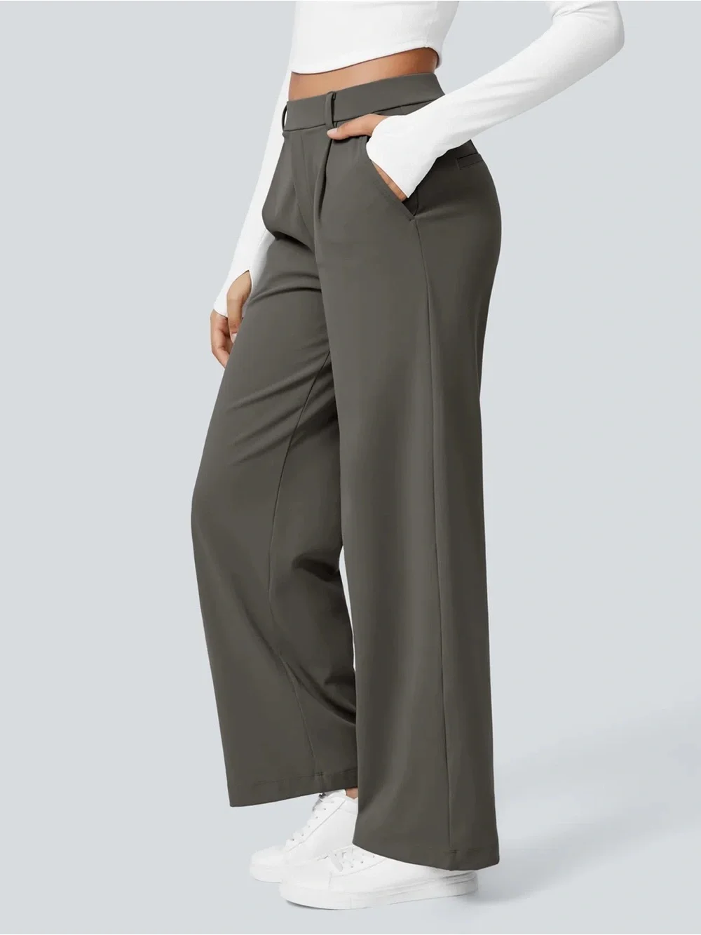 NWT - Halara Flex™ DayStretch High Waisted Straight Leg Pants - Deep Red Grey